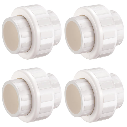 3/4“ Union Coupling Pipe Fitting (Socket x Socket), 4 Pcs Schedule 40 Heavy Duty Union Coupling Pipe Fitting for DIY PVC Creations.
