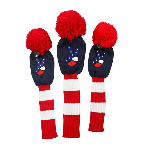 GOLTERS Kintted Golf Club Covers Golf Head Covers 3 PCS #1 Driver Cover and #3#5 Fairway Wood Headcover with Rotating Number