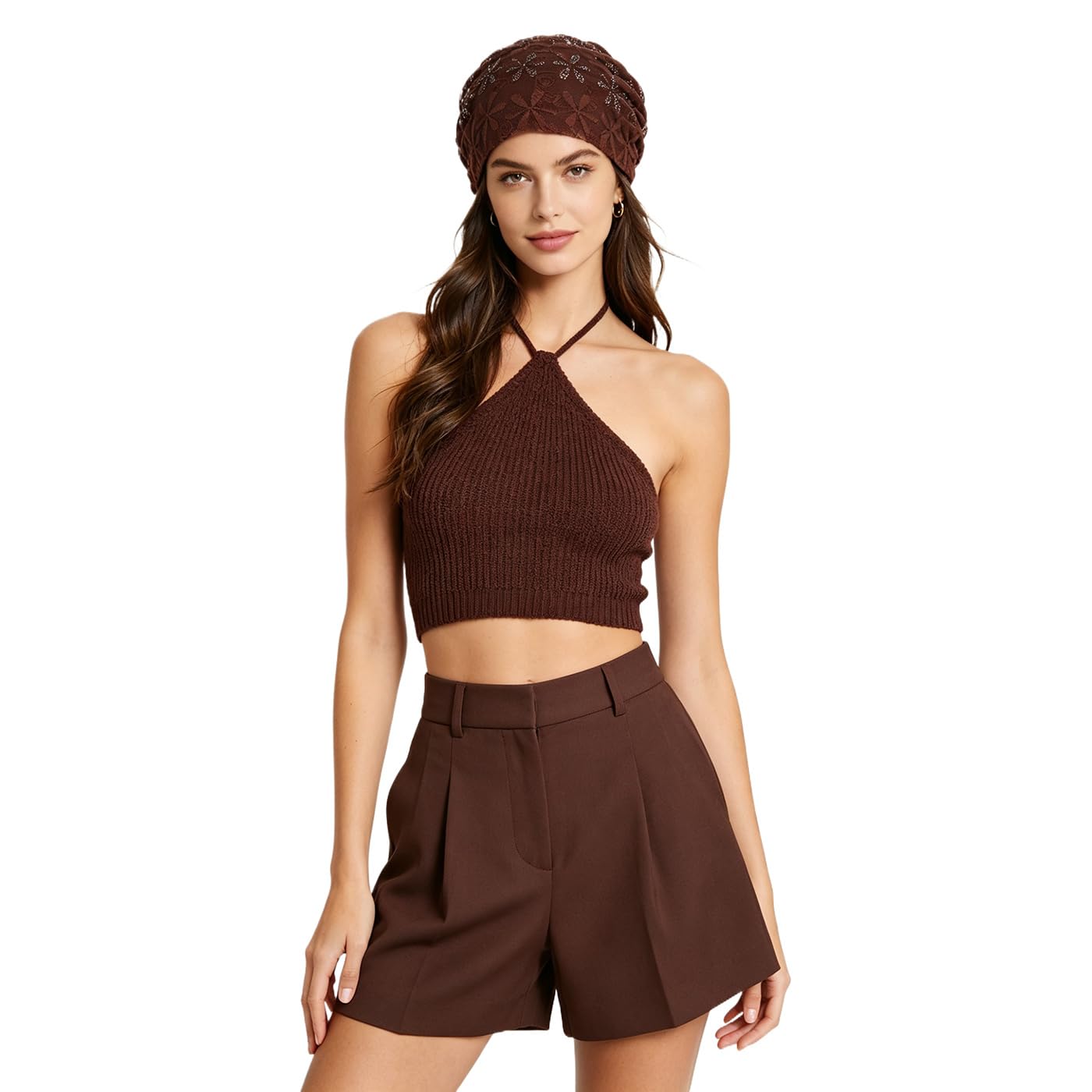 Pemilosci Slouchy Beanie Fashion Style Soft Lightweight Daily Hat Skull Cap Headware for Women - BEA01 - Brown
