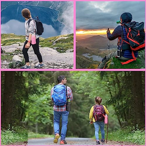 Pink & Black Hands-Free Water Bottle Carrier with Adjustable Strap for Hiking & Walking