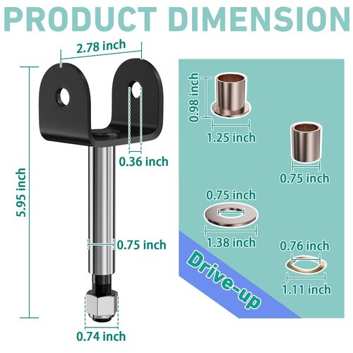 Drive-up Golf Cart Front End King Pin Repair Kit for Club Car DS 1981-Up Gas and Electric Models, OEM 1016386