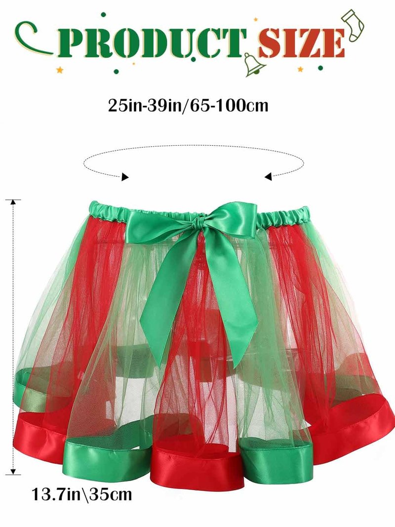 TWINKLEDE Christmas Costume Tutu Skirt Festival Outfit Tulle Skirts Xmas Party Tutus for Women (A Red & Green)