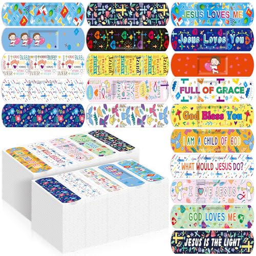 Geiserailie 100 Jesus Bandages Kids – Bible Verse Adhesive Bandages, 7.2x1.9 cm