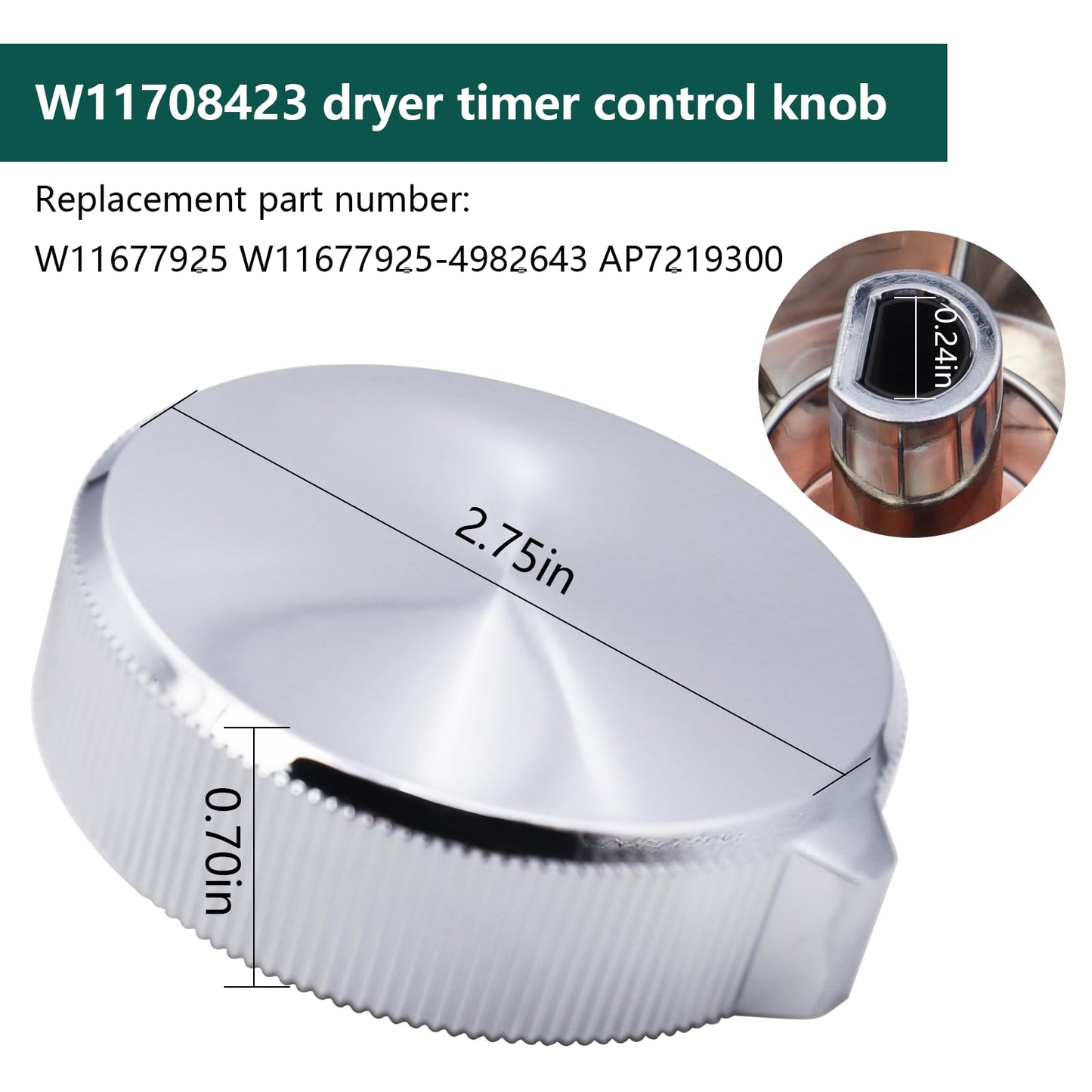 W11708423 Dryer Control Knob Fit for Whirlpool Maytag MED4500MW0 MGD4500MW1Y MED4500MW0 Dryer Timer Control Knob