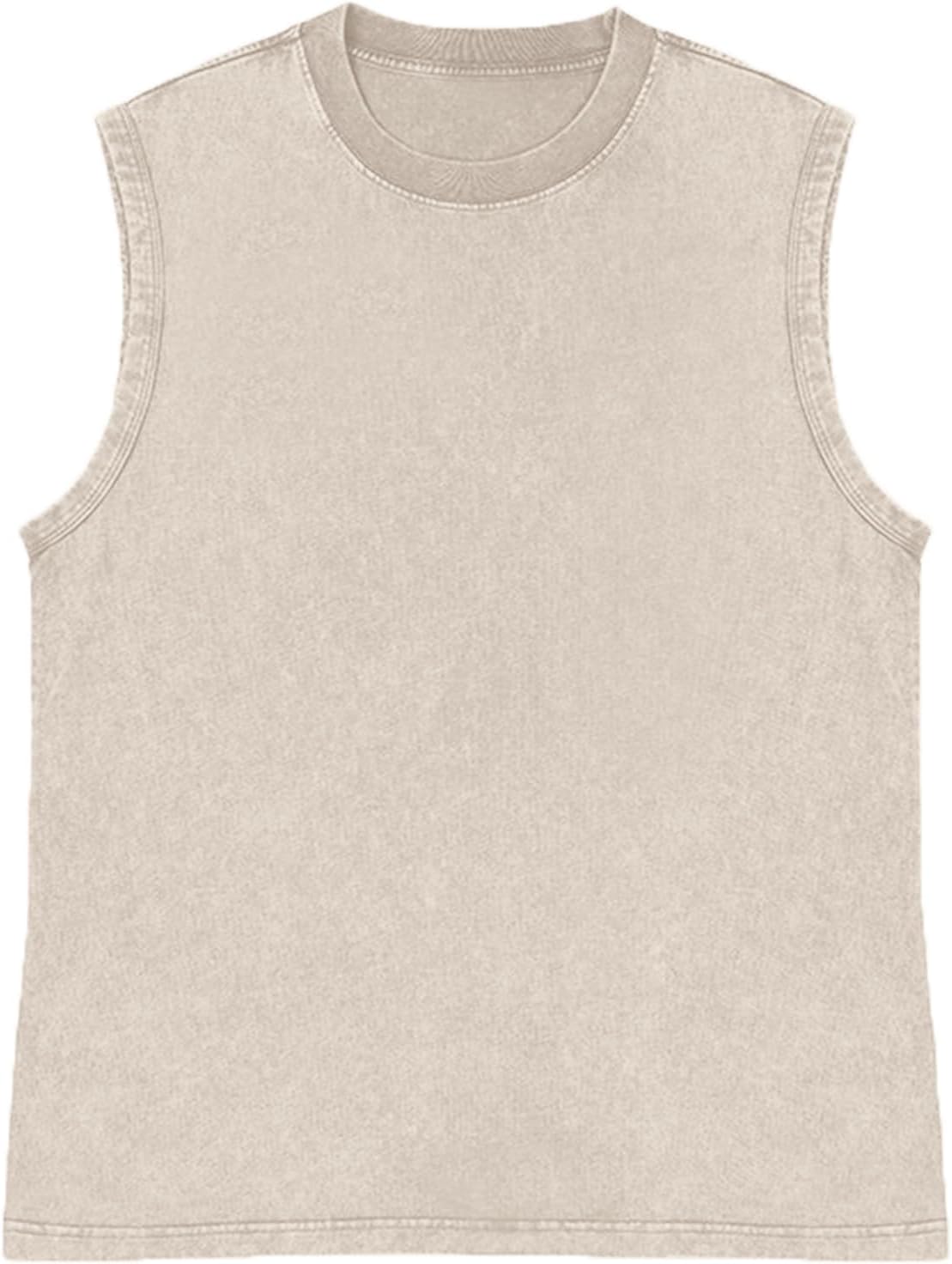 Wrenpies Men's Cotton Workout Tank Top - Sleeveless Acid Wash Muscle Shirt | Loose Fit for Gym & Beach