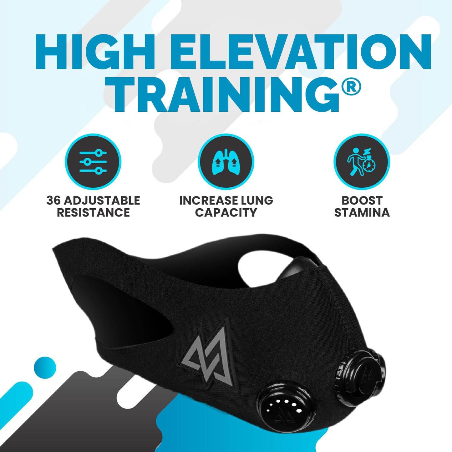 TRAININGMASK - Elevation Training Mask 2.0 BlackOut - Fitness Mask, Workout Mask (Small)