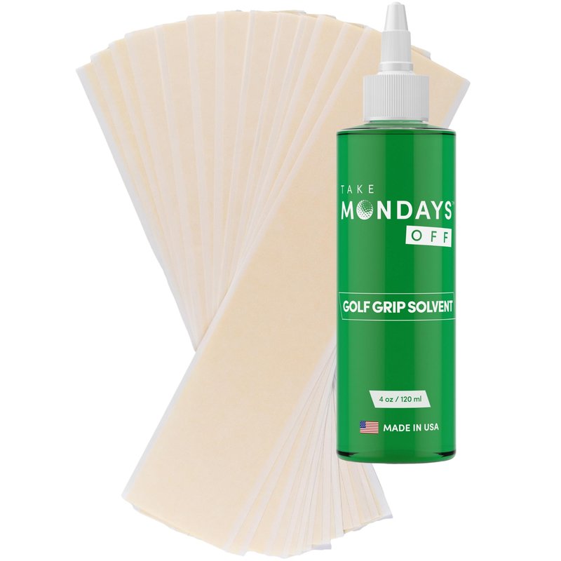 Take Mondays Off Golf Club Regripping Kit - Professional Golf Grip Solvent (4 oz) and 15 Grip Tape Strips 2" x 10"