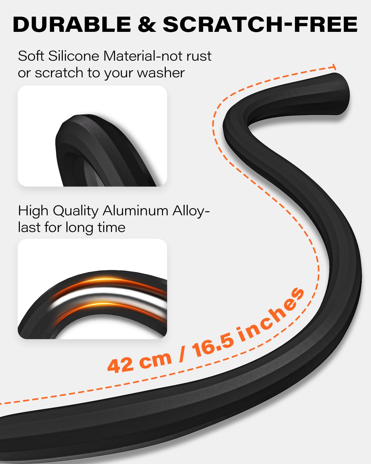 OQTIQ Front Load Washer Door Prop, Flexible Magnetic Washer Door Stopper for Washer and Dryer, Keep Washing Machine Door Open to Prevent Odors, Black