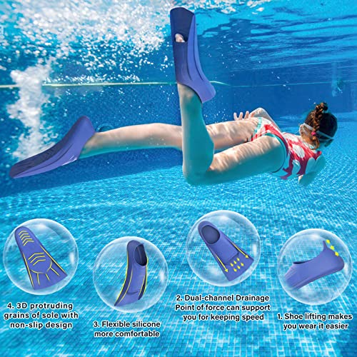 Gintenco Swim Fins for Adults & Kids, Training Fins - Light Blue, Size L