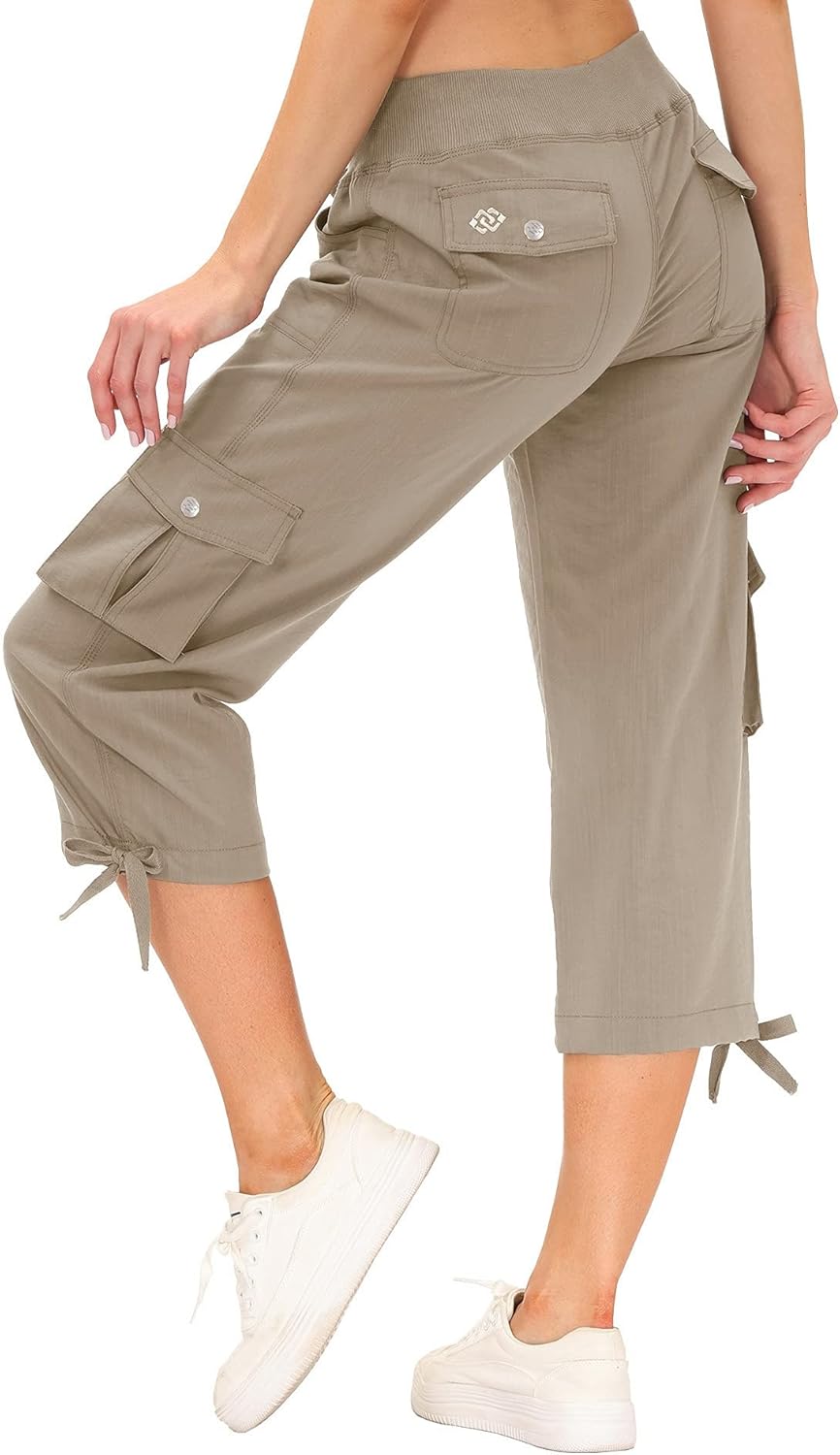 MoFiz Women's Cargo Capris - Lightweight Quick-Dry Hiking Pants with Pockets | Casual Outdoor Comfort