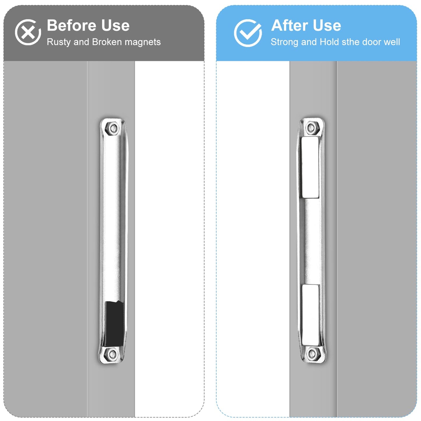 VYH 3" Aluminum Frameless Shower Door Handle with Metal Strike, Stainless Steel U-Channel with Magnet for Swing Glass Door Thickness 1/8",5/32",3/16," and 1/4", Shower Door Replacement