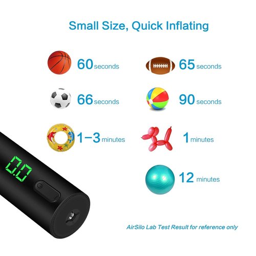 AirSilo Fast Electric Ball Pump with LED Pressure Gauge (Max 15PSI) for Football, Basketball, Volleyball, Rugby, Soccer, Swimming Ring etc. with Needles.