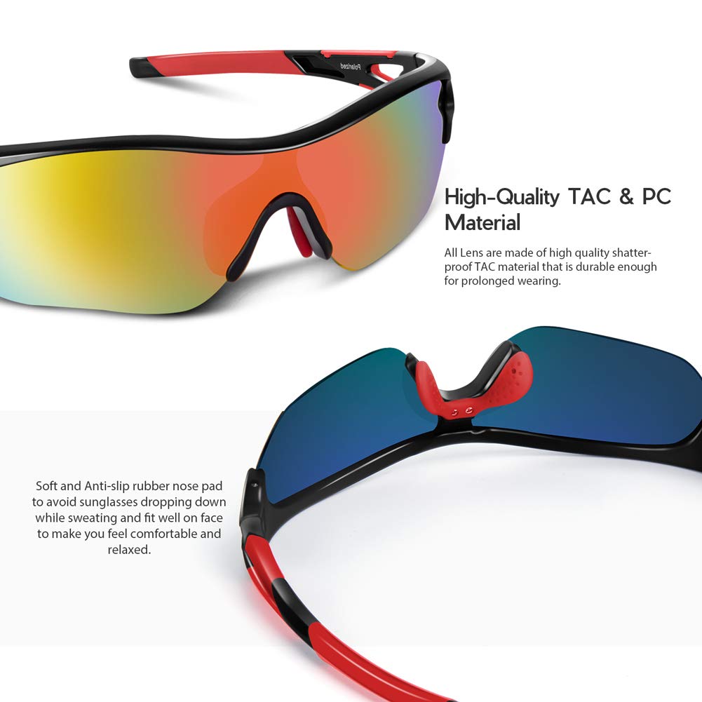 BEACOOL Polarized Sports Sunglasses for Men Women Youth Baseball Cycling Running Driving Fishing Golf Motorcycle TAC Glasses