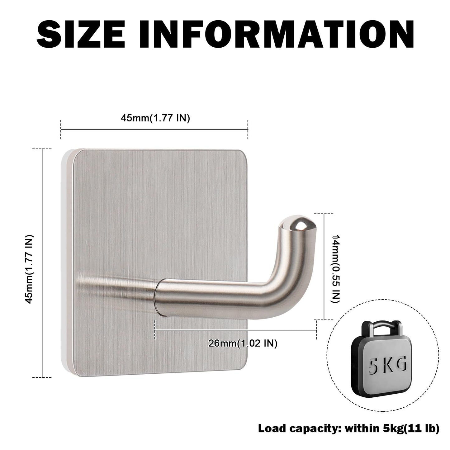 Livabber Adhesive Towel Hooks, 304 Stainless Steel Self Sticky Wall Hooks Waterproof Shower Hooks for Robe/Clothes, No Drilling Towel Hangers for Bathroom Kitchen Bedroom (Brushed Nickel, 10 Packs)