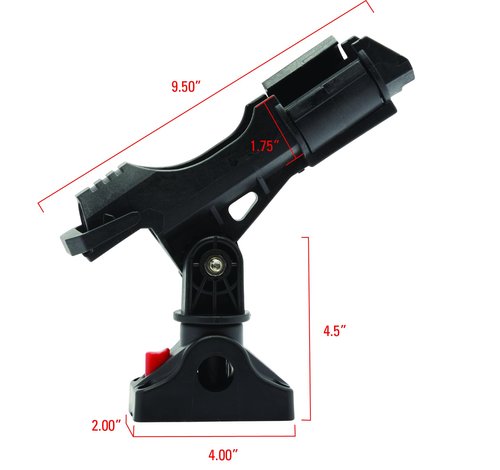 Extreme Max 3006.8615 Fishing Rod Holder with Adjustable Post and Locking Fixed-Mount, Black
