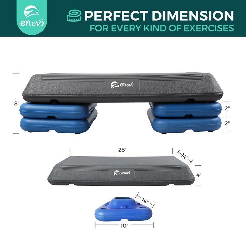Enovi Exercise Step Aerobic Step Platform, Exercise Step Platform, Step Up Exercise Platform (Gray)