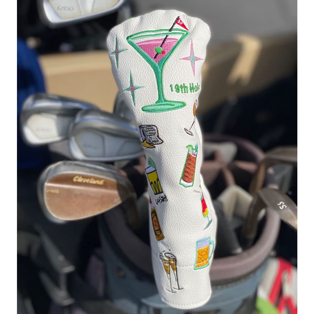 Giggle Golf Utility/Hybrid Head Cover, Funny PU Leather Club Covers for Women & Men (19th Hole)