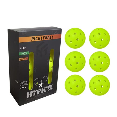HTPICK 6-Pack Premium Pickleball Balls | Crack-Resistant | 40 Holes Outdoor & Indoor Pickle Balls | High Bounce, Perfectly Balanced Pickle Ball for Tournament Play | Advanced Aerodynamics |