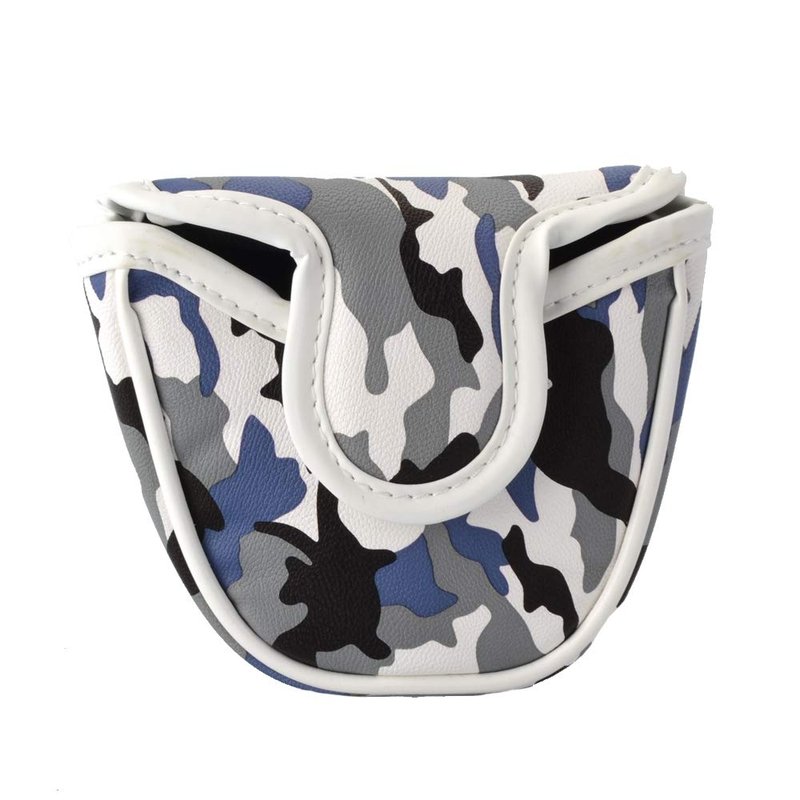 GOOACTION Camo Blue Golf Mallet Putter Head Cover - Magnetic Closure, Camouflage Pattern, Synthetic Leather Protector for Heel Shaft Putters
