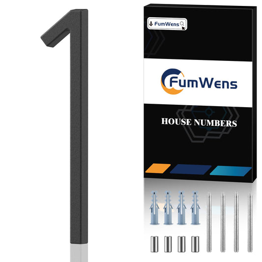 FumWens 8 Inch Floating House Numbers for Outside, Modern Black Metal Address Numbers for House, Rustproof Clear Visibility Mailbox Number with Easy Installation Kit for Yard, Front Door, Garden Street (1)
