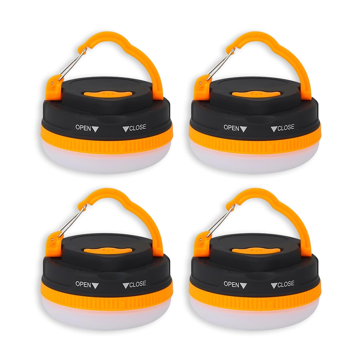 Portable LED Camping Lantern, Collapsible with Carabiner Hook in Eye-Catching Black and Orange – Your Go-to Gear for Nighttime Fun! Adventure Ready！