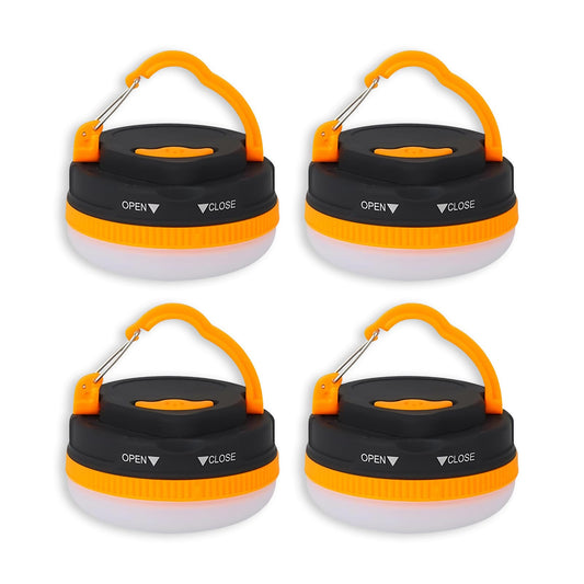 Portable LED Camping Lantern, Collapsible with Carabiner Hook in Eye-Catching Black and Orange – Your Go-to Gear for Nighttime Fun! Adventure Ready！