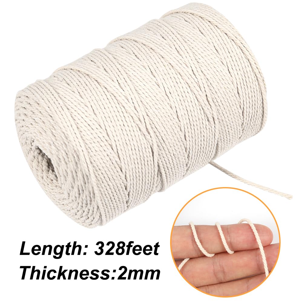 Vivifying Butchers Twine, 656 Feet 2mm Food Safe Cotton Bakers String for Tying Meat, Trussing Turkey, Making Sausage, Roasting, Cooking and Packing(Beige)