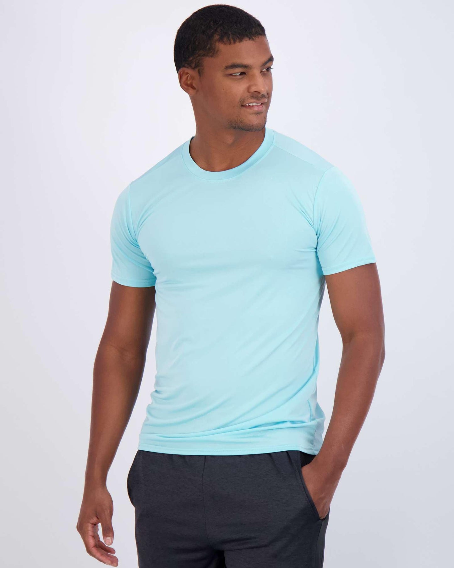 Real Essentials 5 Pack: Men's Dry-Fit Short Sleeve Crew Neck T Shirts Fitness Running Gym Workout Cool Exercise Athletic Tee, Set 19, X-Large