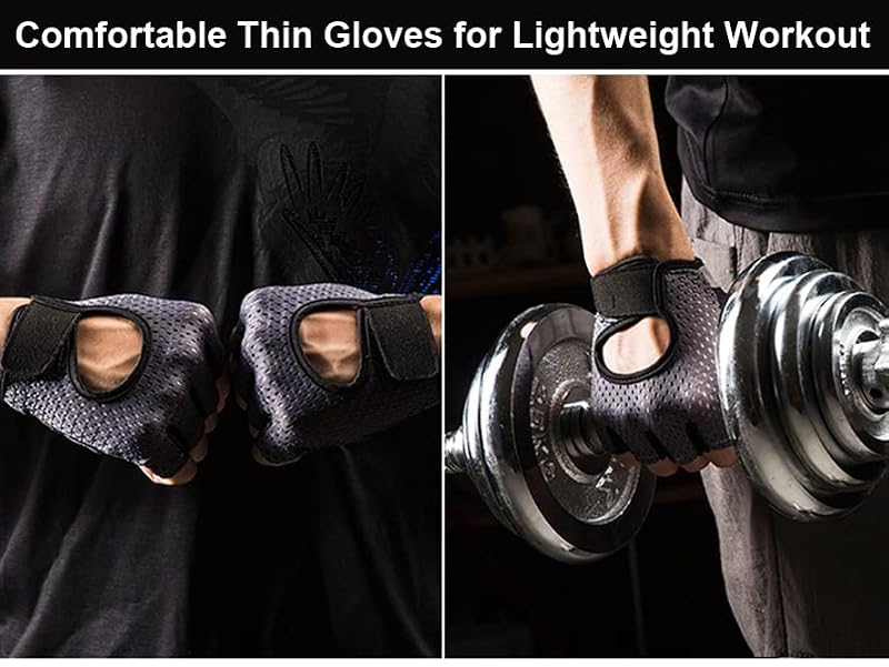 Breathable Workout Gym Gloves for Weightlifting - Anti-Slip - Large / Grey