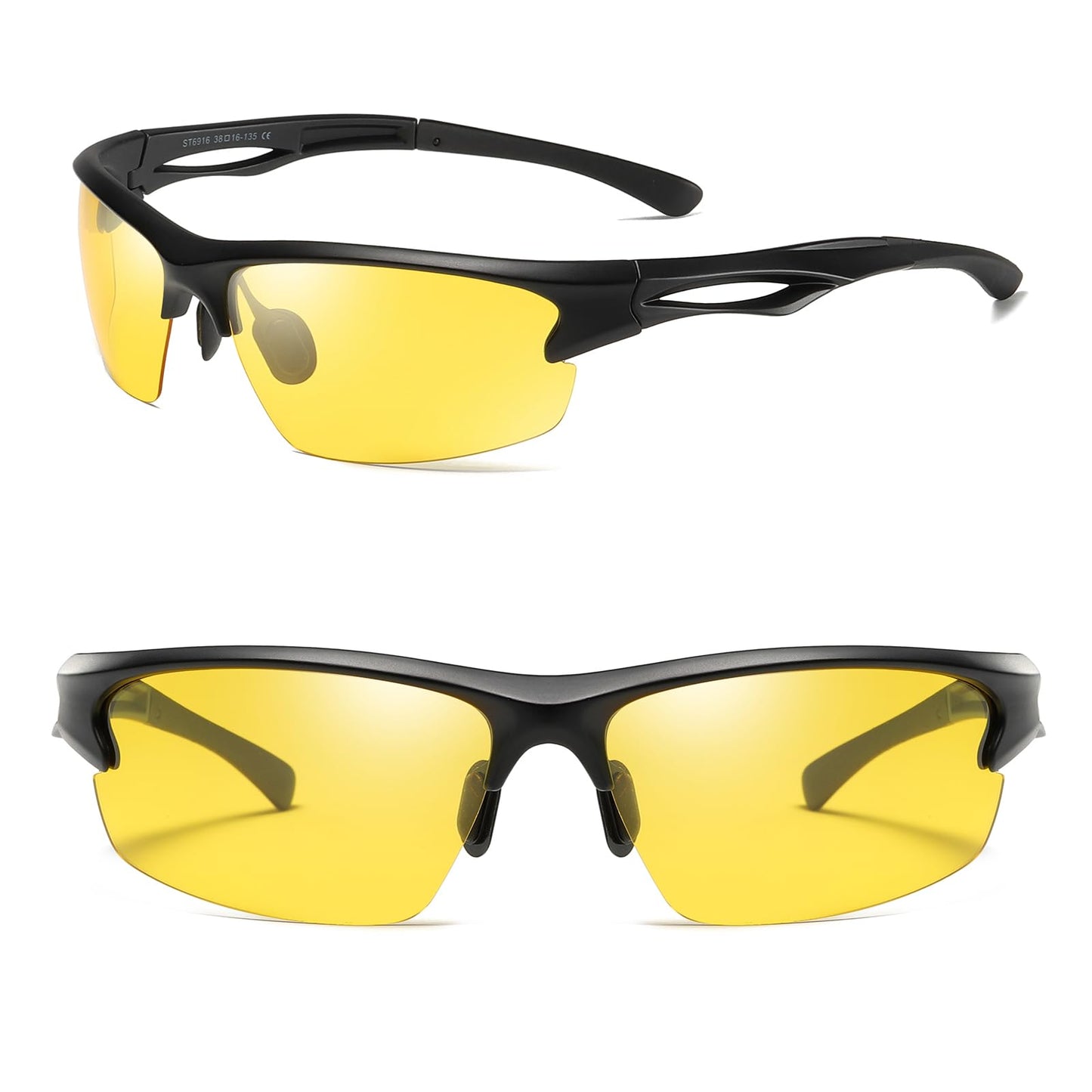 TICHSYGIA Cycling Sun Glasses Polarized Sports Black Sunglasses for Men,Wrap Around UV400 Protection for Fishing Driving