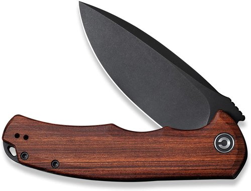 CIVIVI Folding Pocket Knife - Praxis Flipper with 3.75" Black Stonewashed Blade & Cuibourtia Wood Handles | Reversible Clip for EDC