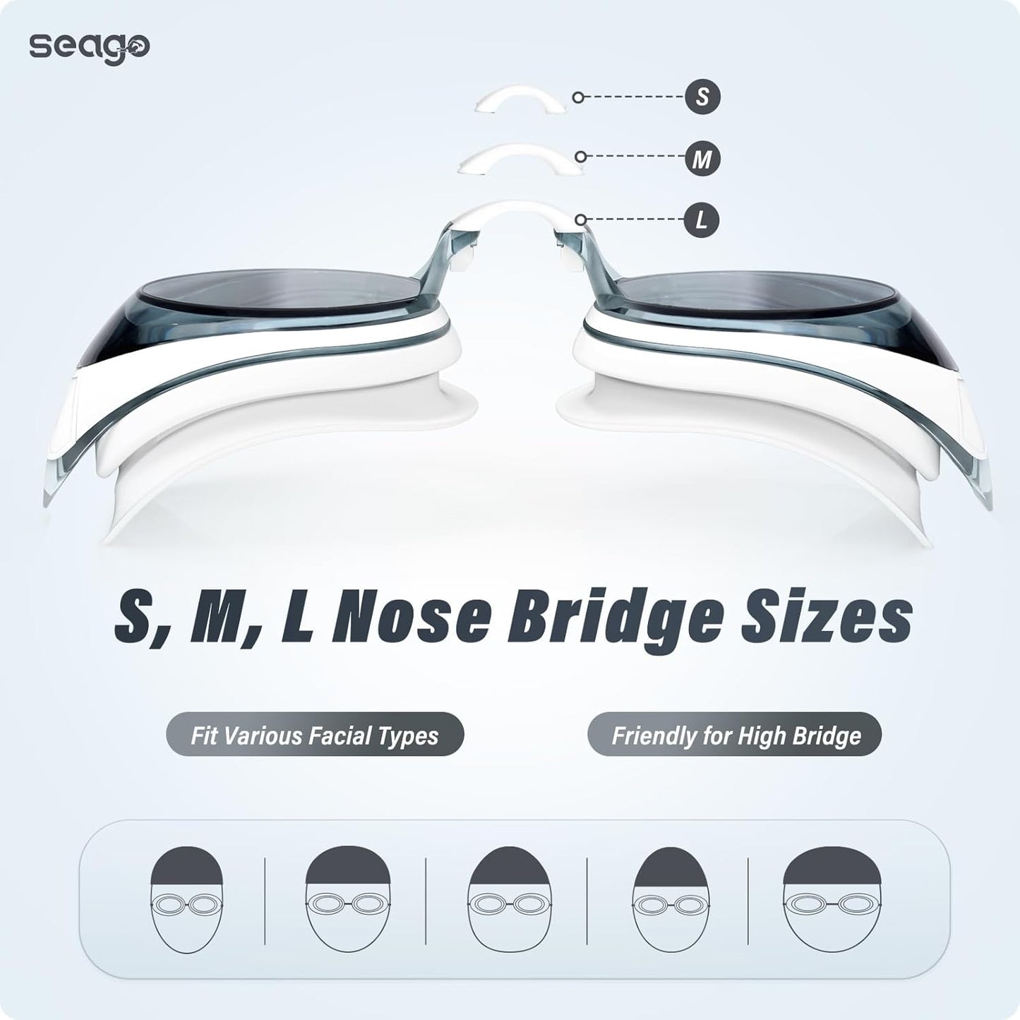 Seago Swimming Goggles - Anti-Fog & UV Protection for Adults | 2-Pack Silicone Swim Goggles