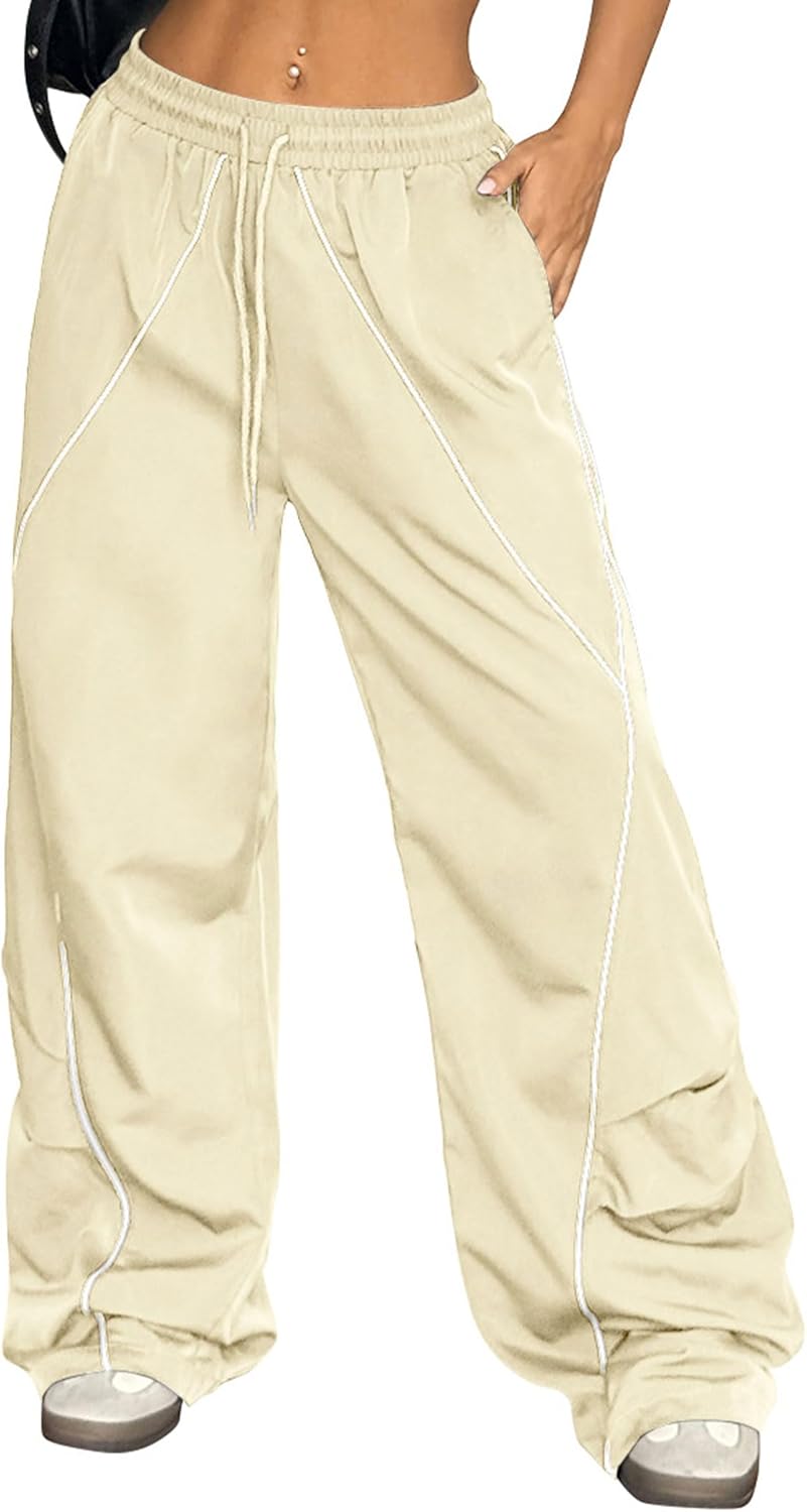 ZAFUL Women's Baggy Wide Leg Sweatpants - Elastic Waist with Contrast Stripes | Comfortable Fit