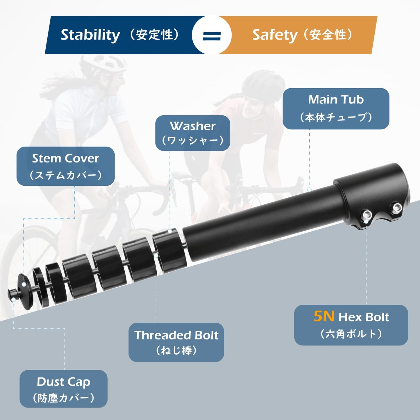 TRIWONDER Bike Stem Riser Handlebar Extender Bicycle Fork Stem for MTB BMX Mountain Bike Aluminium Alloy Head Up Adapter (Pure Black - 185mm)