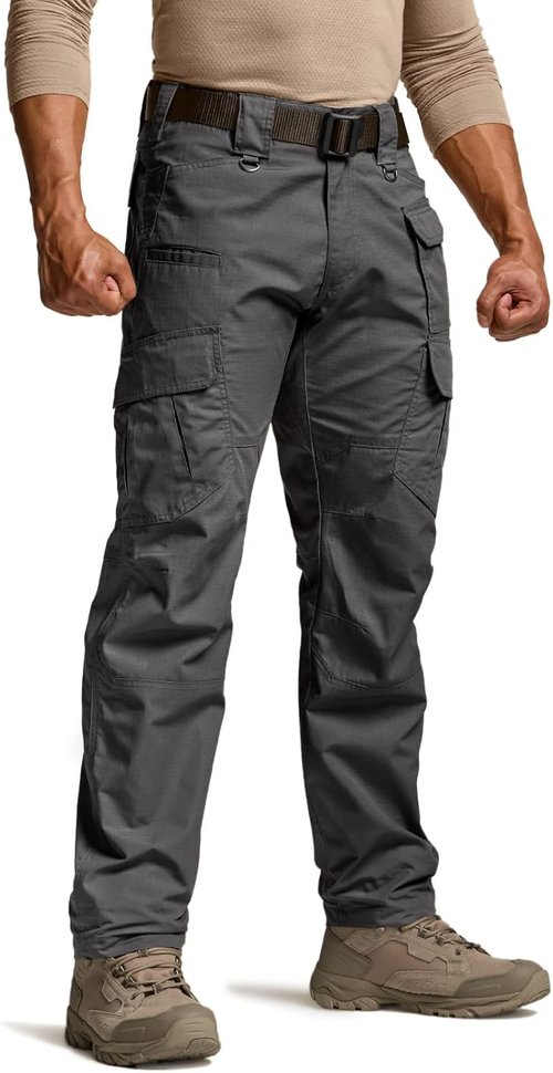 CQR Men's Tactical Pants - Lightweight Water-Resistant Ripstop Cargo for Hiking & Work