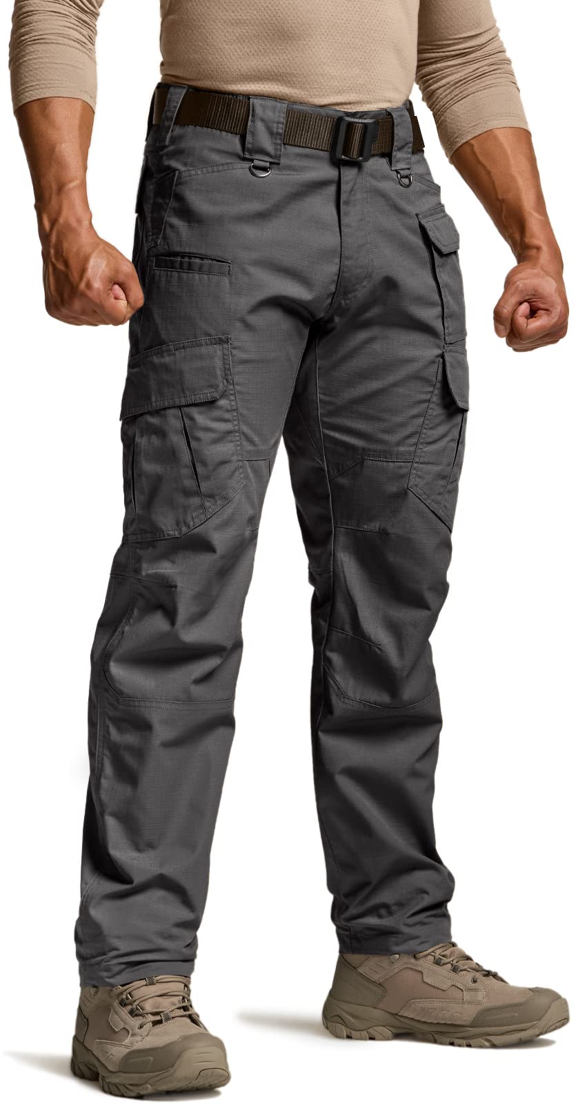 CQR Men's Tactical Pants, Water Resistant Ripstop Cargo Pants, Lightweight EDC Work Hiking Pants, Outdoor Apparel, Duratex Mag Pocket Charcoal, 38W x 32L