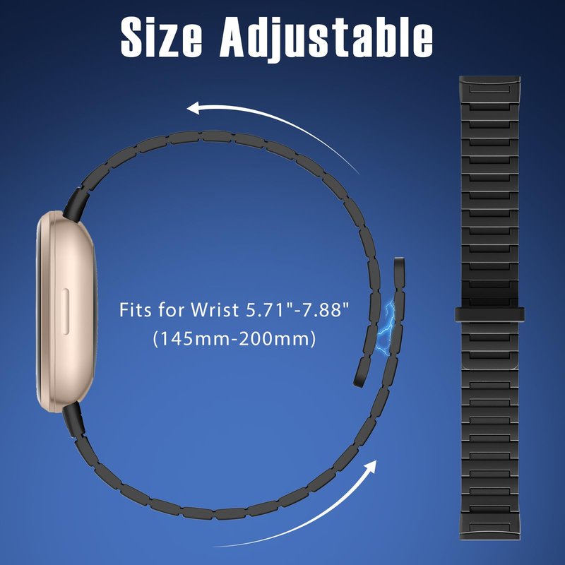 Ouwegaga Compatible with Fitbit Versa 4 Bands/Sense/Sense 2/Versa 3 Bands for Men Women, Soft Sport Silicone Magnetic Adjustable Loop Replacement Strap Compatible with Fitbit Smartwatch, Black
