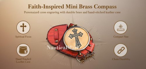 Personalized Gift May Your Faith Always Guide You and Cross Engraved On Working Compass, Confirmation Gift Ideas, Baptism Gifts, Birthday, Get Well Soon, Graduation, Heavenly Gift of Faith