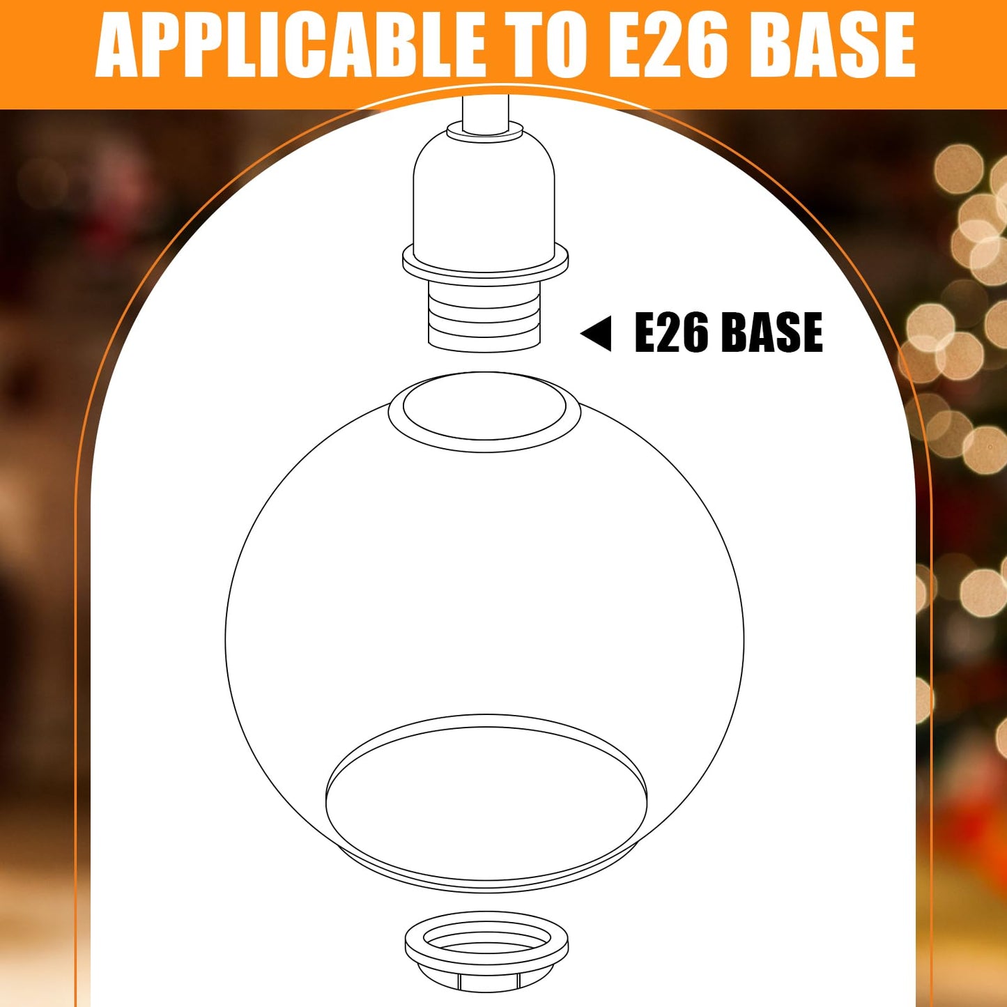 Glooglitter 4 Pack Fixture Replacement Globe Shade 8 Inch Diameter E26 Base 1-5/8 Inch Fitter Round Glass Globe Lampshade Cover for Pendant Wall Sconce Chandelier Vanity Light (Clear)