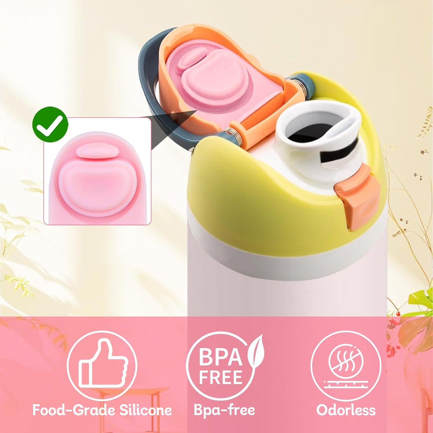 Owala | 4-Pack Replacement Stoppers for FreeSip Water Bottles - Silicone Gasket Lid Inserts (Pink)
