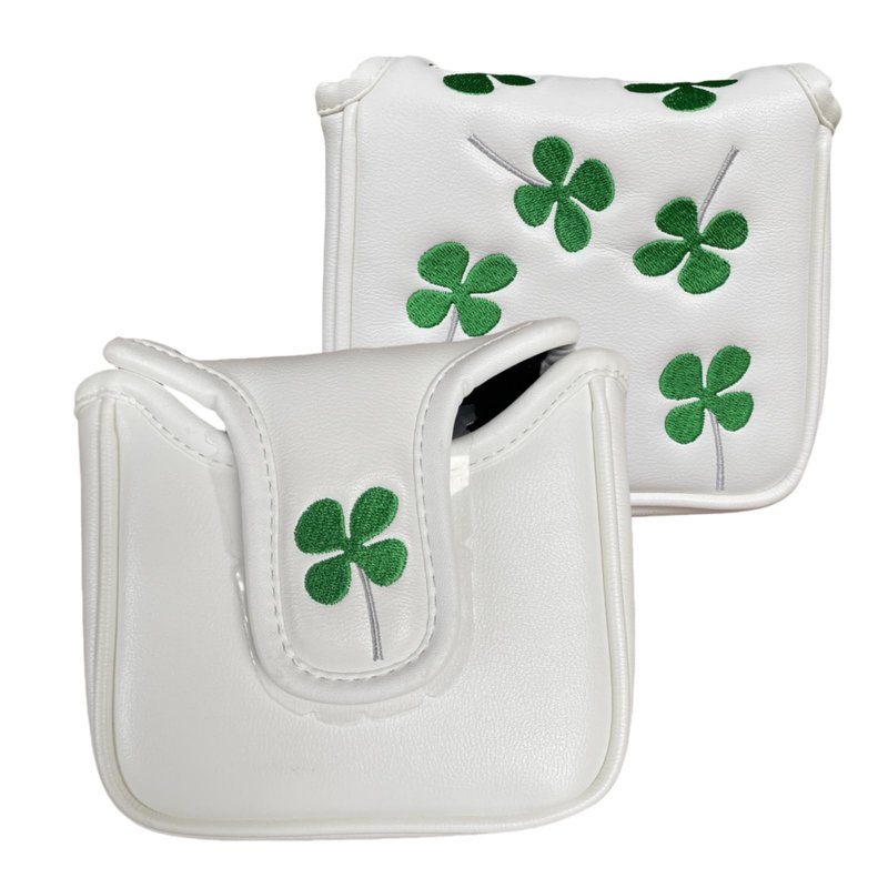 Square Mallet Putter Headcover Head Cover, Golf Putter Covers Magnetic Closure Lucky Clover Design Golf Club Covers, Waterproof PU Leather Golf Putter Cover for Men and Women