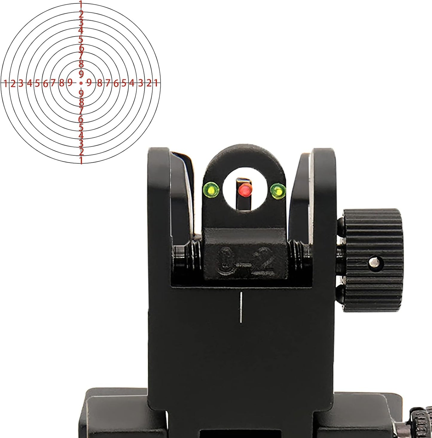 45 Degree Offset Flip Up Iron Sights by [Brand Name] - Low Profile Fiber Optic Front & Rear Sights with Red/Green Dots for Picatinny Rails