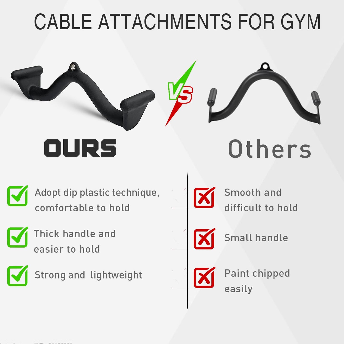 BLUSLM Lat Pull Down Bar T bar Row Attachment，V Bar Tricep Lat Pulldown Attachments, Back Strength Training Bar for Home Gym Exercise Cable Machine Attachments (Black 03)
