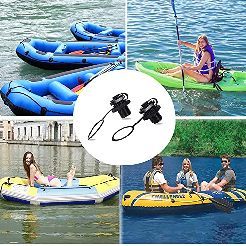 Inflatable Boat Air Valve - 2PCS One-Way Spiral Plugs - Black