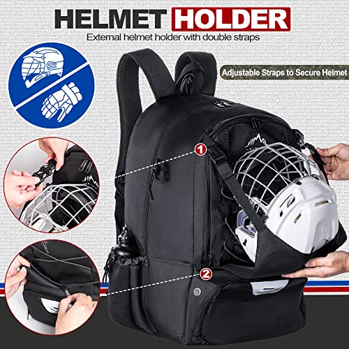 GoHimal Extra Large Lacrosse Backpack with Dual Stick Holders - Black L
