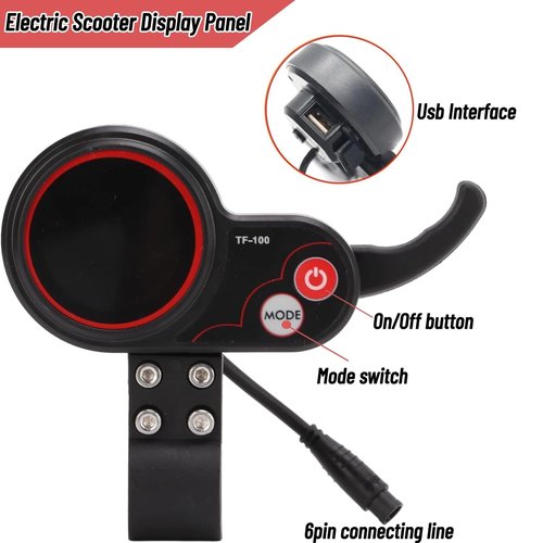 Electric Scooter Display Panel, 6 Pin Scooter LCD Display Control Panel with Speed Gear Power Mode Finger Throttle for Kugooes M4 Electric Scooter
