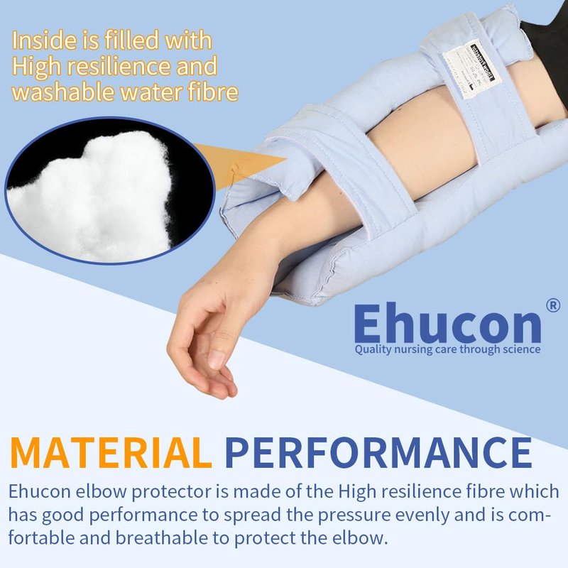 EHUCONELDEX Elbow Protector for Relief Pressure Sores,Elbow Pad Cushion with Soft Fibre for Bedridden Patient or Elderly,Comfortable & Breathable (Blue, Large)