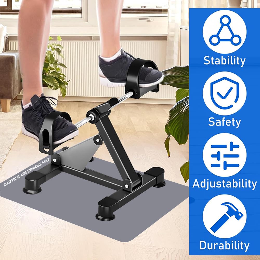 LOOEEL Under Desk Elliptical Mat,Ellipse Machine Mat,Non-Slip Workout Pad Equipment for Peloton Bike,Suitable for Electric Foot Exercise Equipment,Stability and Floor Protection-Grey