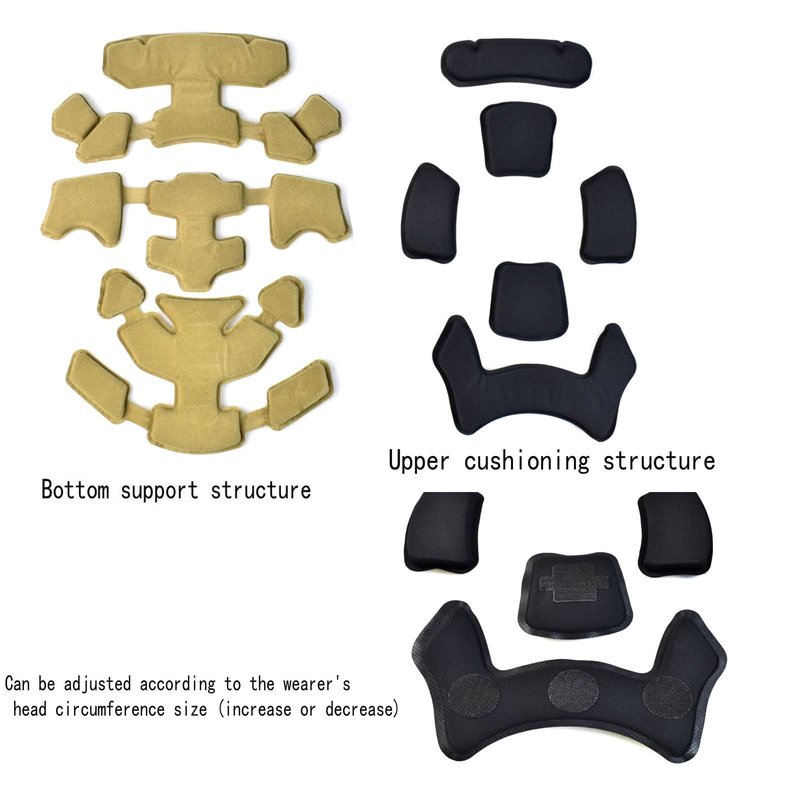 Universal Memory Foam Pad Protective Mat Helmet Padding Kit Tactical Fast Airsoft Helmet Pads Set Military Helmet Replacement Foam Padding Kits Accessories Mats (Tan)
