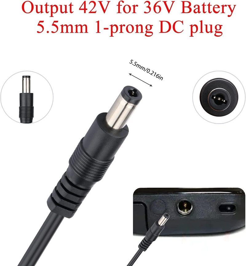 [Verified Fit] 42 Volt 2.0 Amp Charger 36V Electric Skateboard and Scooter, 5.5mm Barrel Plug for Meepo Mini 2, Mini 2S, Evolve esk8, Turboant X7 Pro Max 1Plus, Megawheels S5, Levy Scooter